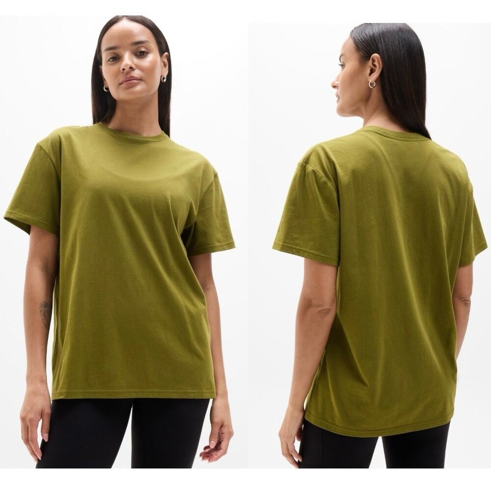 New Athleta True Cotton Tee Olive Green 100% Cotton - Size L